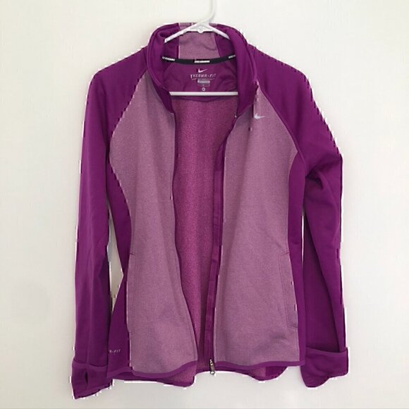 NIKE RUNNING Therma Fit Purple Colorblock Fleece Line Full Zip Sweatshirt Jacket - Picture 6 of 11